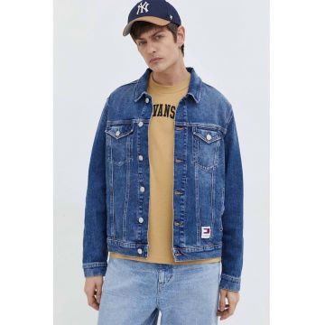 Jacheta din denim cu aspect decolorat