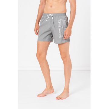 Pantaloni scurti de baie cu model logo supradimensionat Sea World