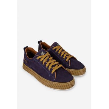 Pantofi barbati bleumarin din piele nabuc