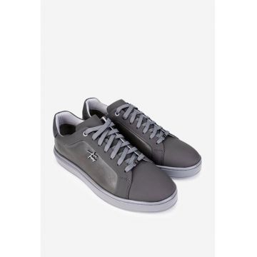 Pantofi barbati din piele naturala gri