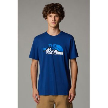 Tricou cu imprimeu logo Mountain Line - Alb/Bleumarin