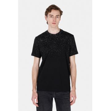 Tricou de bumbac cu decolteu la baza gatului