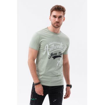 Tricou de bumbac cu imprimeu Authentic - Alb/Negru/Gri cenusiu