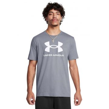 Tricou din amestec de bumbac cu imprimeu logo pentru fitness