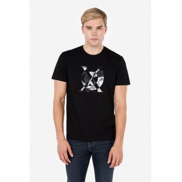 Tricou din bumbac cu model drapat