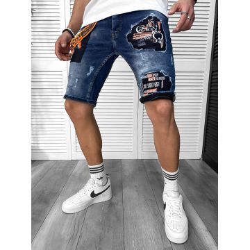 Blugi barbati scurti conici  cu stikere  4610