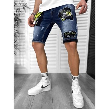 Blugi barbati scurti conici  cu stikere  4611 H6-4