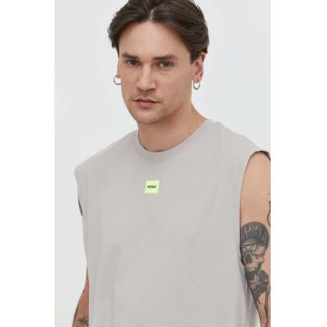 HUGO tricou din bumbac barbati, culoarea bej