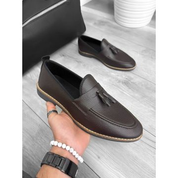 Mocasini barbati maro  tapla subtire  piele eco  comozi 12310