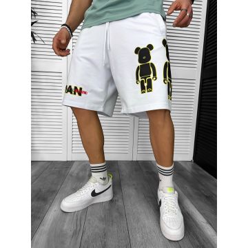 Pantaloni de trening scurti albi   cu imprimeu Y246  N2-5.2