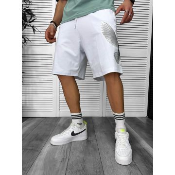 Pantaloni de trening scurti albi  cu imprimeu Y248  D4-4.2