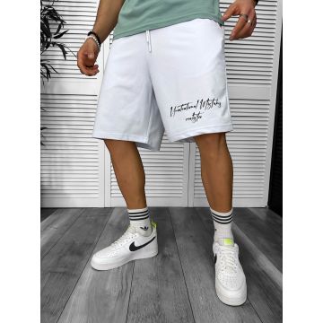 Pantaloni de trening scurti  albi  cu imprimeu Y250 D3-4.2