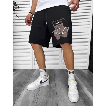 Pantaloni de trening scurti negri  cu imprimeu Y245  O3-1.3