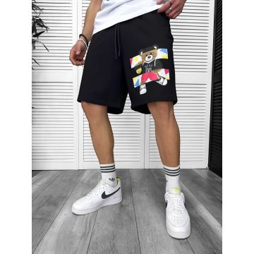 Pantaloni de trening scurti negri  cu imprimeu Y247  O3-1.2