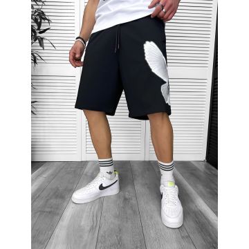 Pantaloni de trening scurti  negri  cu imprimeu Y248 O1-4.3
