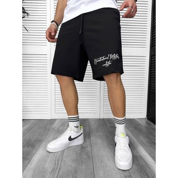 Pantaloni de trening scurti  negri  cu imprimeu Y250  D3-5.1