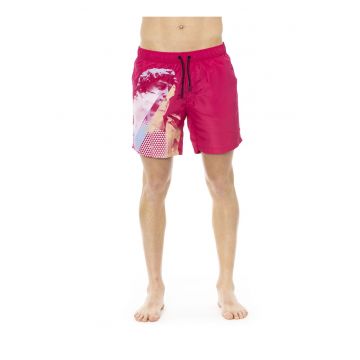 Pantaloni scurti de baie cu imprimeu si snur