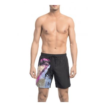 Pantaloni scurti de baie cu imprimeu si snur