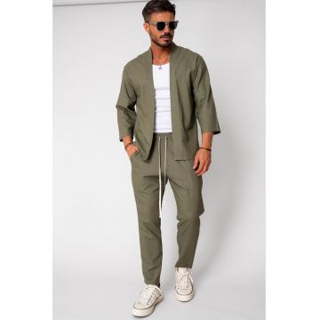 Set Tulum Jacheta tip kimono si pantalon lung Kaki 15658