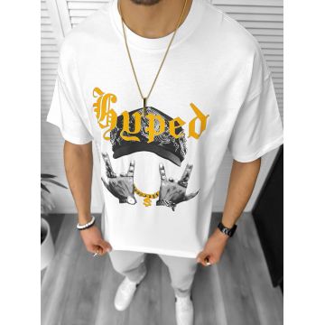 Tricou barbati alb  cu imprimeu  oversize Y171 24-4.1