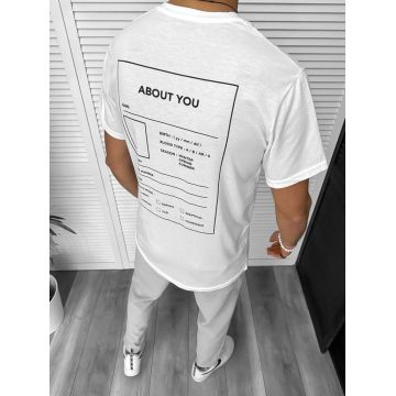Tricou barbati alb  cu imprimeu pe spate  oversize 11817 41-3.3