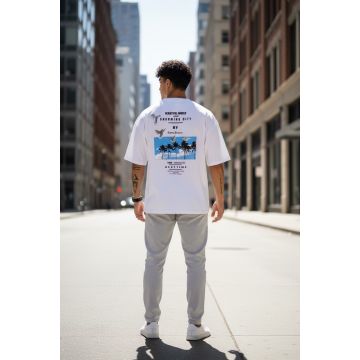 Tricou barbati alb  cu imprimeu pe spate  oversize 11820 P19-6.3