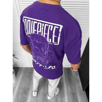 Tricou barbati mov  cu imprimeu pe spate  oversize 11823  P19-6.1