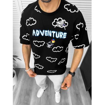 Tricou barbati negru  cu imprimeu  oversize y061 O5-6.2
