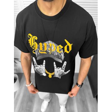 Tricou barbati negru  cu imprimeu  oversize Y171 33-5.1