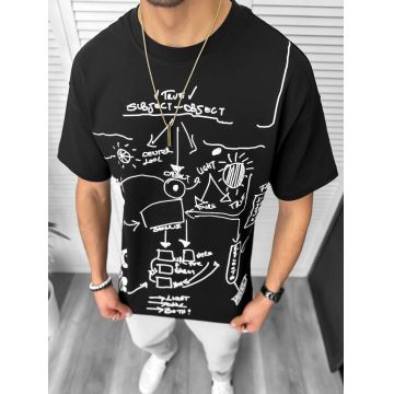 Tricou barbati negru  cu imprimeu  oversize Y181 22A-4.3