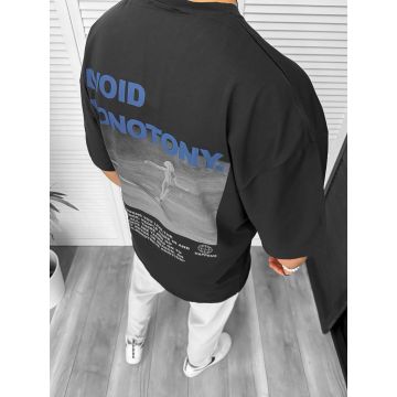 Tricou barbati negru  cu imprimeu pe spate  oversize 11819  O1-2.3