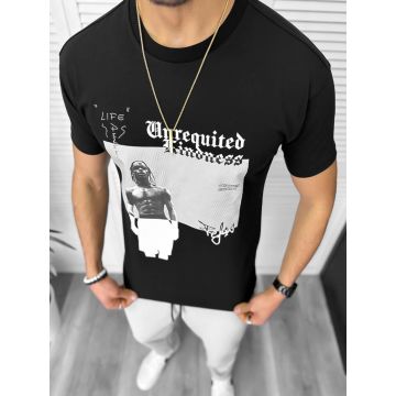 Tricou barbati negru  cu imprimeu  slim  Y205 22A-5.3