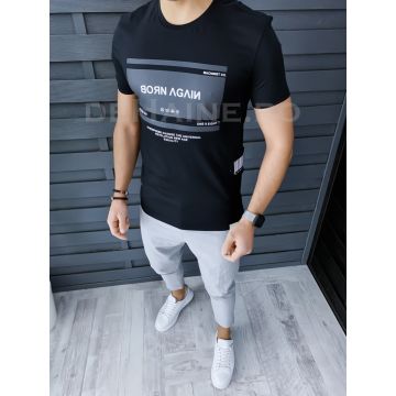 Tricou barbati negru slim fit M1152   N7-4.1
