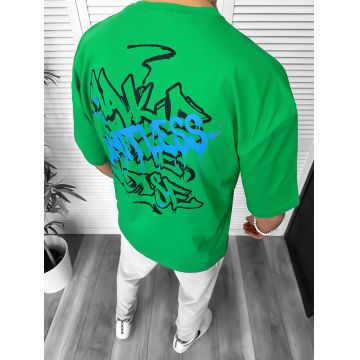 Tricou barbati verde  cu imprimeu pe spate  oversize 11814 22A-2.3