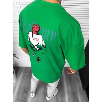 Tricou barbati verde  cu imprimeu pe spate  oversize 11825  P19-6.2