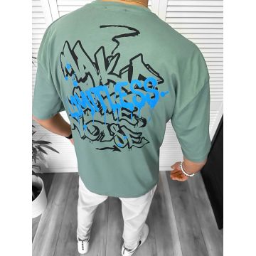 Tricou barbati vernil  cu imprimeu pe spate  oversize 11814   D3-4.1