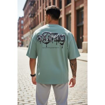 Tricou barbati vernil  cu imprimeu pe spate  oversize 11818  O5-7.2