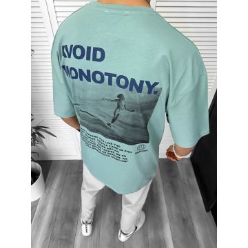 Tricou barbati vernil  cu imprimeu pe spate  oversize 11819 O1-3.3