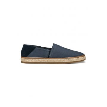 Espadrile din material textil cu segmente din piele intoarsa