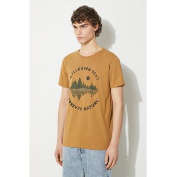 Fjallraven tricou din bumbac Forest Mirror T-shirt M barbati, culoarea maro, modelator, F87045.232