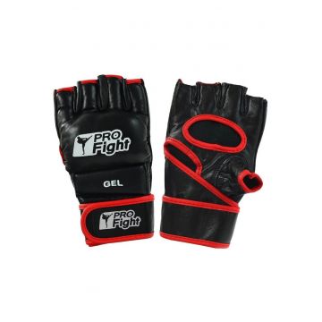 Manusi de box profesionale -  Cu maneca scurta - Piele naturala - Negru/Rosu -
