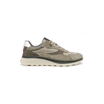 Pantofi sport din material textil cu insertii de piele intoarsa si piele ecologica