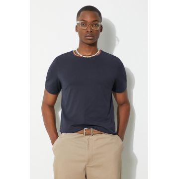 Paul Smith tricou din bumbac barbati, culoarea albastru marin, neted, M1R-697PS-H00084 Paul Smith tricou din bumbac barbati, culoarea albastru marin, neted, M1R-697PS-H00084