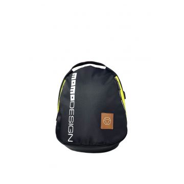 Rucsac cu fermoar si segment de plasa pe partea din spate - Negru/Coniac