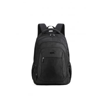 Rucsac din material textil cu model uni - Negru