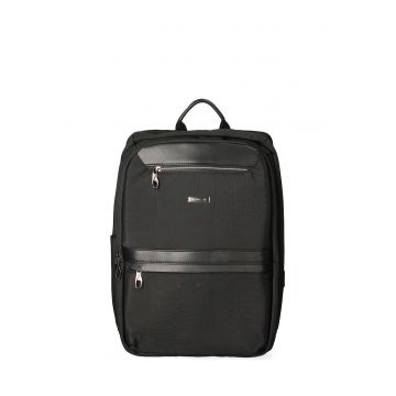 Rucsac unisex dreptunghiular cu buzunare frontale cu fermoar 175609 - Negru
