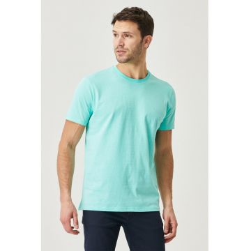 Tricou de bumbac cu decolteu la baza gatului