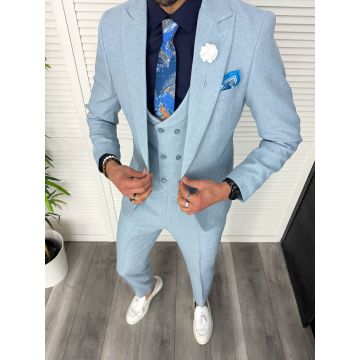 Costum barbati slim fit  albastru  3 piese  11838 31-5