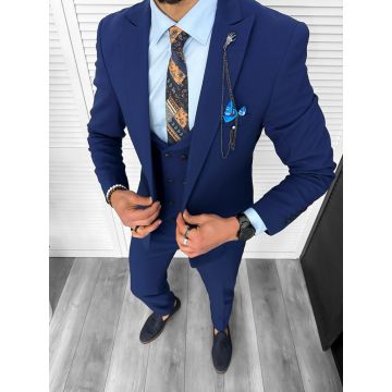 Costum barbati slim fit  bleumarin  3 piese  11837 33-5