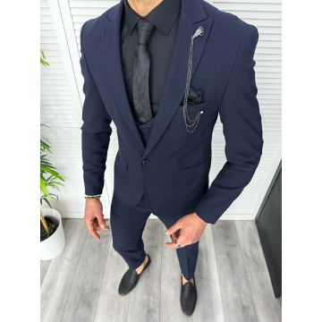 Costum barbati slim fit  bleumarin  3 piese  11842 112-3